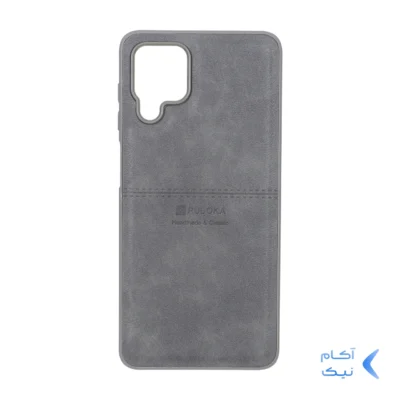 قاب طرح چرم Puloka خط دار Samsung Galaxy A12 / M12 / F12 - خاکستری
