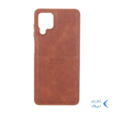 قاب طرح چرم Puloka خط دار Samsung Galaxy A12 / M12 / F12 - قهوه ای