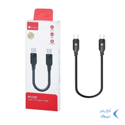 کابل شارژ فست و PD پاوربانک ProOne Type-C To Type-C مدل PCC147 60W - مشکی