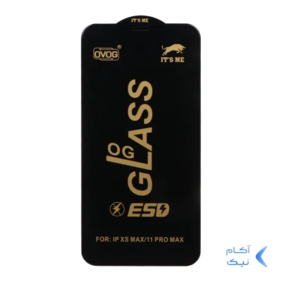 محافظ صفحه نمایش شیشه ای درجه یک Apple iphone X Max / XS Max / 11 Pro Max - Full Cover OG - ESD OVOG (بدون پک) - مشکی