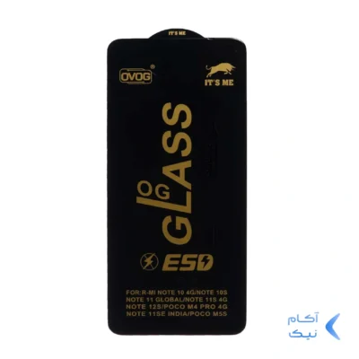 محافظ صفحه نمایش شیشه ای درجه یک Xiaomi Redmi Note 12S / Redmi Note 11 4G / Redmi Note 11S / Redmi Note 10 4G / Redmi Note 10S / Poco M5S / Poco M4 Pro 4G - Full Cover OG - ESD OVOG (بدون پک) - مشکی