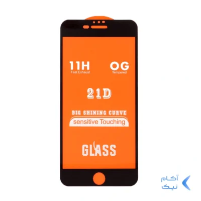 محافظ صفحه نمایش شیشه ای iPhone 6 Plus / 6S Plus / 7 Plus / 8 Plus - Full Cover 21D - (بدون پک) -مشکی