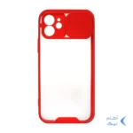 قاب کشویی پشت شفاف محافظ لنزدار Apple iPhone 12 - قرمز
