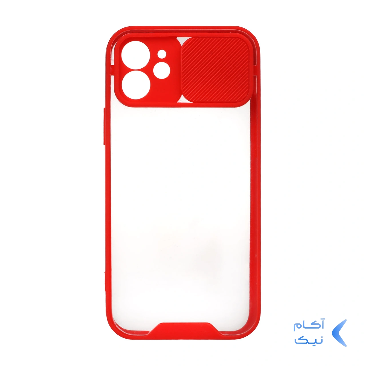 قاب کشویی پشت شفاف محافظ لنزدار Apple iPhone 12 - قرمز قاب کشویی پشت شفاف محافظ لنزدار Apple iPhone 12 - قرمز