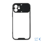 قاب کشویی پشت شفاف محافظ لنزدار Apple iPhone 12 - مشکی