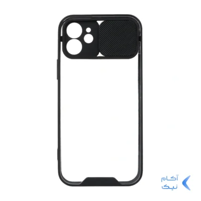 قاب کشویی پشت شفاف محافظ لنزدار Apple iPhone 12 - مشکی