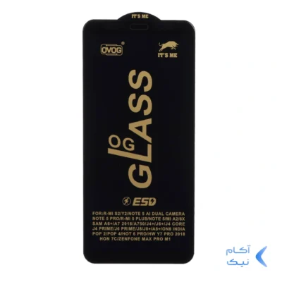 محافظ صفحه نمایش شیشه ای درجه یک Samsung Galaxy A750 / J4 Core / J4 Plus / J6 Plus / J8 / A8 Plus / A6 Plus / A7 2018 - Full Cover OG - ESD OVOG - مشکی (بدون پک)