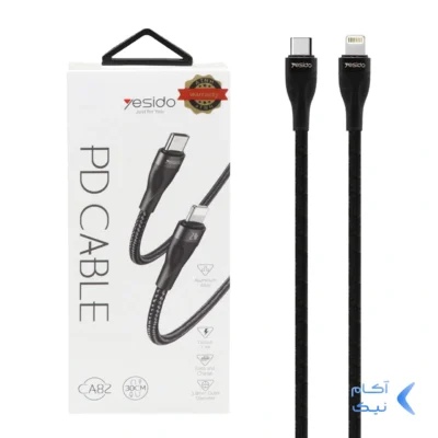 کابل شارژ پاوربانک PD و فست yesido Type-C To Lightning مدل CA82 - مشکی (گارانتی 18 ماه تعویض نیکان همراه)