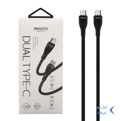 کابل شارژ پاوربانک فست yesido Type-C To Type-C مدل CA83 - مشکی (گارانتی 18 ماه تعویض نیکان همراه)
