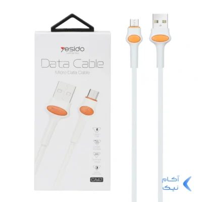 کابل شارژ فست اندروید yesido مدل CA47 - سفید نارنجی (گارانتی 18 ماه تعویض نیکان همراه)
