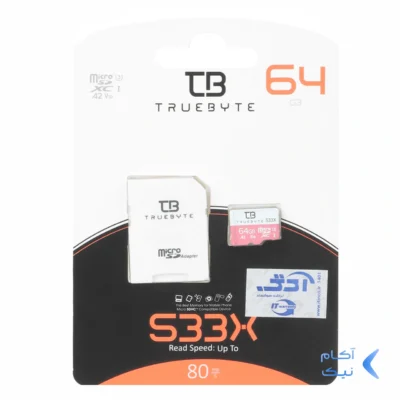 TRUEBYTE microSDXC & adapter A2 V30 U3-(80MB/S-533X)-64GB (گارانتی مادام العمر شرکت آی تین)