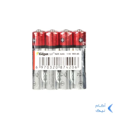 باتری نیم قلمی GigaCell-AAA مدل Ultra Heavy Duty R03-4S شرینگ بسته 4 عددی