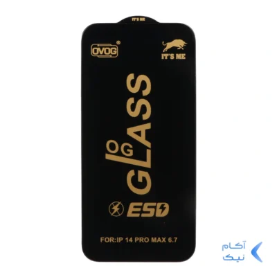 محافظ صفحه نمایش شیشه ای درجه یک Apple iphone 14 Pro Max - Full Cover OG - ESD OVOG - مشکی (بدون پک)