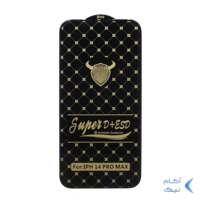 محافظ صفحه نمایش شیشه ای iPhone 14 pro max- Full Cover Super D Plus Biva - مشکی (بدون پک)