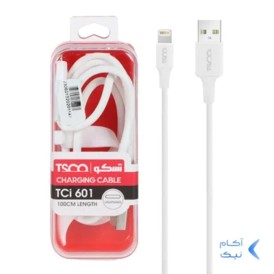 کابل شارژ و دیتا فست آیفون TSCO مدل Tci 601 - سفید(گارانتی 12 ماهه TSCO)