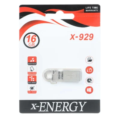 فلش مموری X-ENERGY USB2.0 مدل X-929 ظرفیت 16GB - نقره ای (گارانتی مادام العمر IPM)