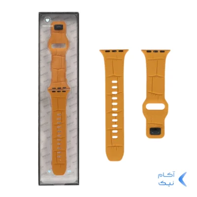 بند سیلیکونی طرح دوخت اپل واچ سایز 38/40/41 میلیمتری - خردلی (پک دار)