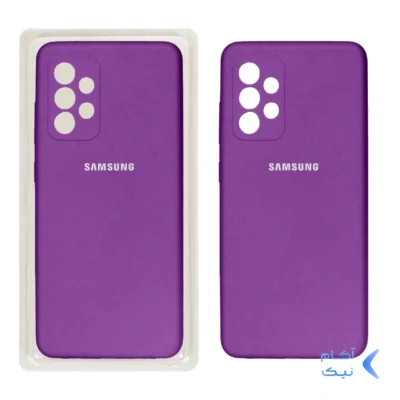 قاب سیلیکونی پاک کنی محافظ لنزدار اورجینال Samsung A52/A52S - بنفش (پک اصلی)