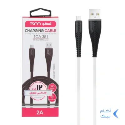کابل شارژ و دیتا فست نخی اندروید TSCO مدل TCA 351 - سفید(گارانتی 12 ماهه TSCO)