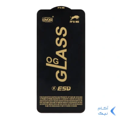 محافظ صفحه نمایش شیشه ای درجه یک Samsung Galaxy A11 / M11 /Xiaomi Redmi Note 9 / Note 9t / Mi 11 lite / Mi 12 lite / Poco M3 Pro - Full Cover OG - ESD OVOG (بدون پک) - مشکی
