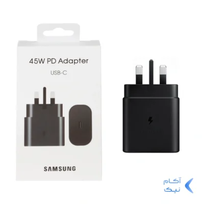 شارژر دیواری سه پین PD و فست تک پورت SAMSUNG Type-C مدل 45W - مشکی - DST (گارانتی شش ماهه)