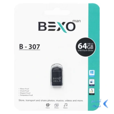 فلش مموری BEXO USB2.0 مدل B-307 ظرفیت 64GB - مشکی (گارانتی داده پردازی آواتک)