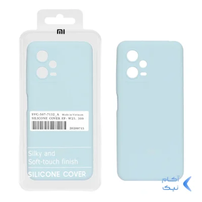 قاب سیلیکونی پاک کنی اورجینال درجه یک XiaomI Poco X5 / Redmi Note 12 5G - آبی روشن (پک دار)