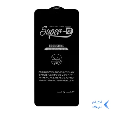 محافظ صفحه نمایش شیشه ای Xiaomi Redmi 9 / Redmi 9A / Redmi 9C / Redmi 9 Prime / Redmi 10A / Poco C3 / Poco C31 - Full Cover Super D Mietubl - ESD - مشکی (بدون پک) - NTC ORG