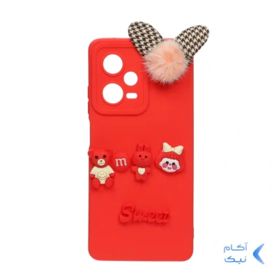قاب برجسته عروسکی پشمی Sweet مدل Xiaomi Redmi Note 12 Pro 5G - قرمز