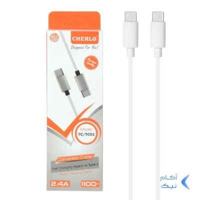 کابل شارژ 1.1 متری CHERLO Type-C to Type-C مدل TC-TC01 - سفید - SMO