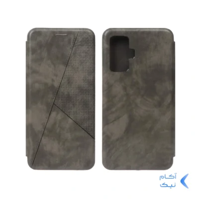 کیف چرمی موبایل مغناطیسی حصیری مورب Xiaomi Poco F4 GT / Redmi K50 Gaming - خاکستری