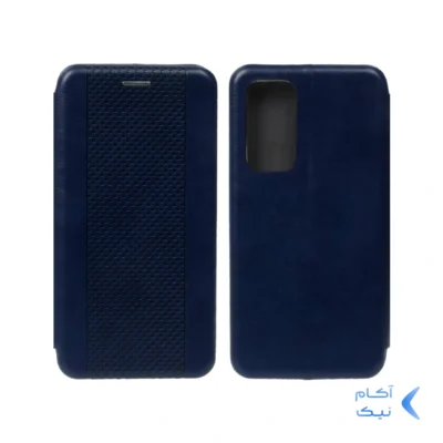 کیف چرمی موبایل مغناطیسی حصیری Xiaomi Mi 12 / Mi 12X - سرمه ای کد 1