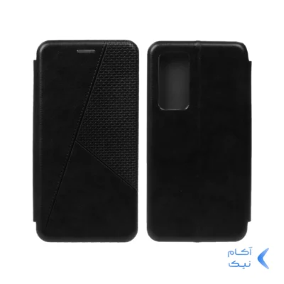 کیف چرمی موبایل مغناطیسی حصیری مورب Xiaomi Mi 12 / Mi 12X - مشکی
