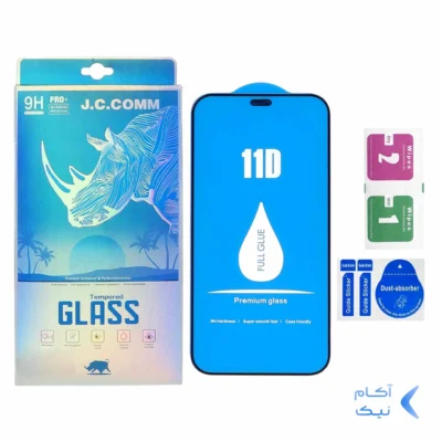 محافظ صفحه نمایش شیشه ای 11D درجه یک Iphone 12 Mini - Full Cover J.C.Comm (پک دار) - مشکی